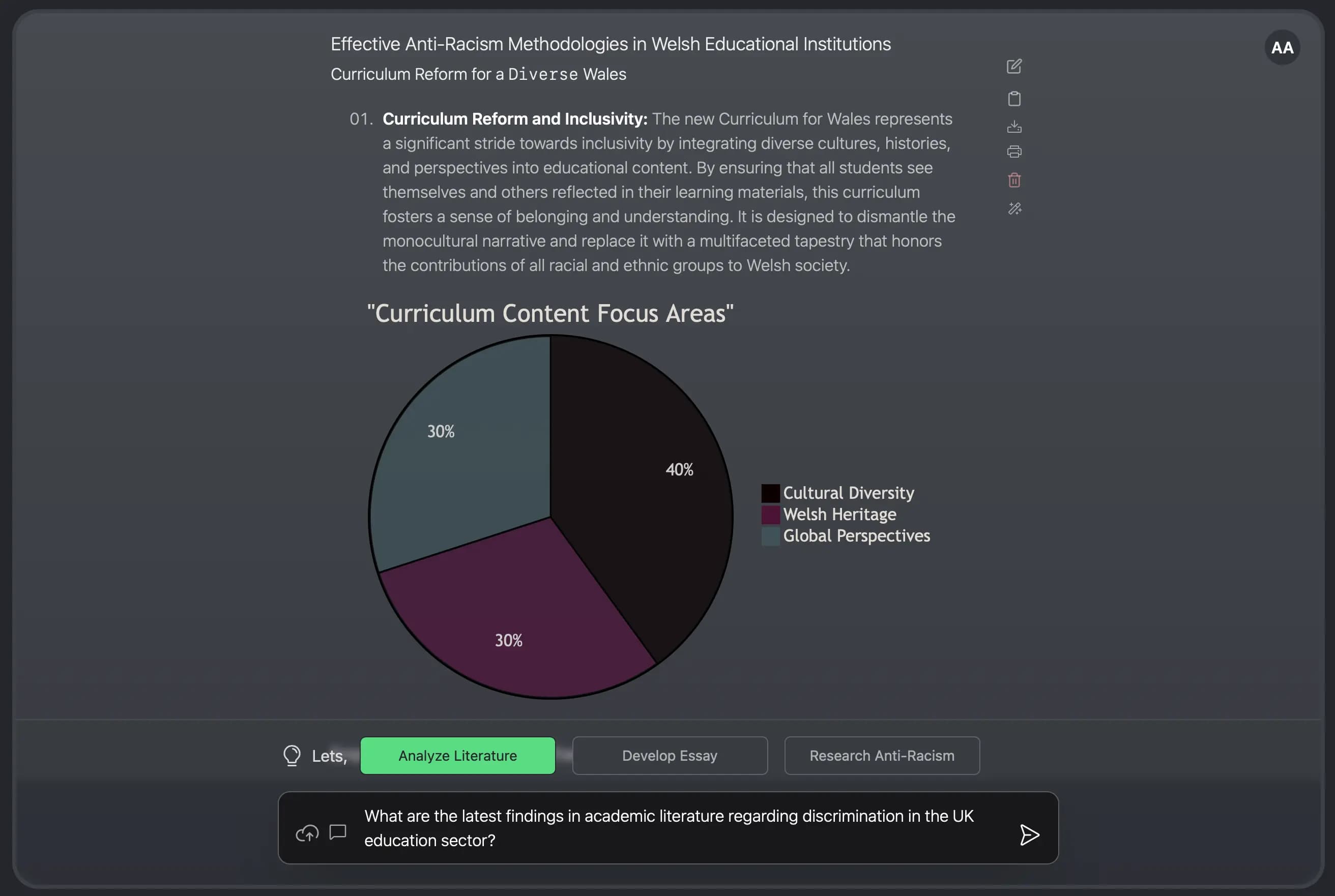 Teacheraid's AI assistant analyzing a lesson plan